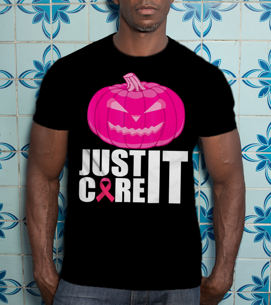 Just Cure It Pink Pumpkin Breast Cancer Awareness T-Shirt