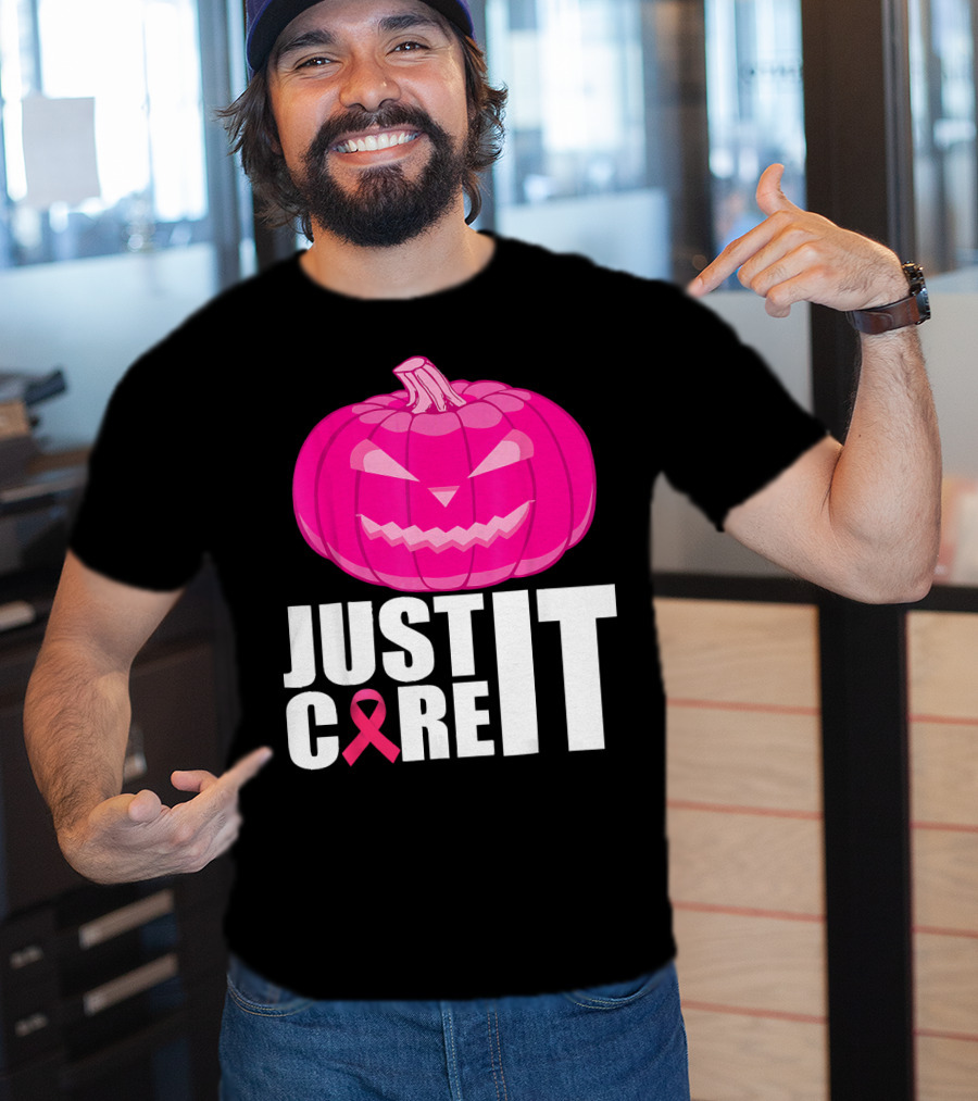 Just Cure It Pink Pumpkin Breast Cancer Awareness T-Shirt