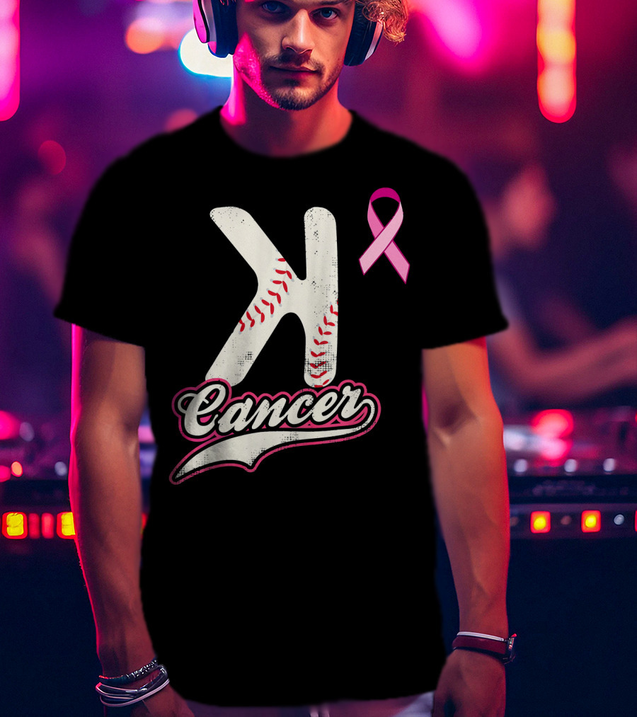 StriKe Out Cancer Baseball Pink Ribbon Support T-Shirt