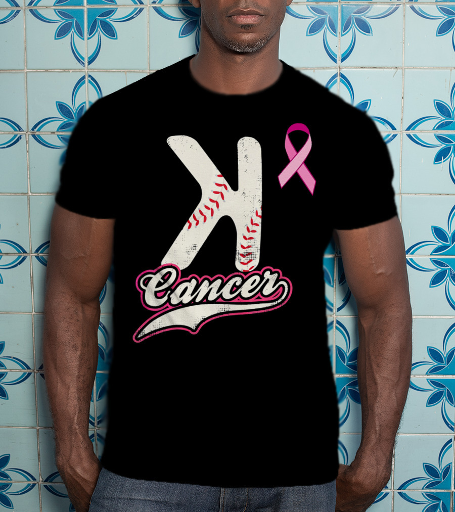StriKe Out Cancer Baseball Pink Ribbon Support T-Shirt