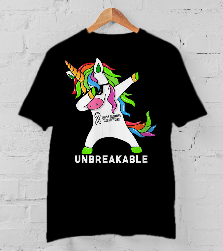 Unbreakable Lung Cancer Awareness Unicorn Warrior T-Shirt