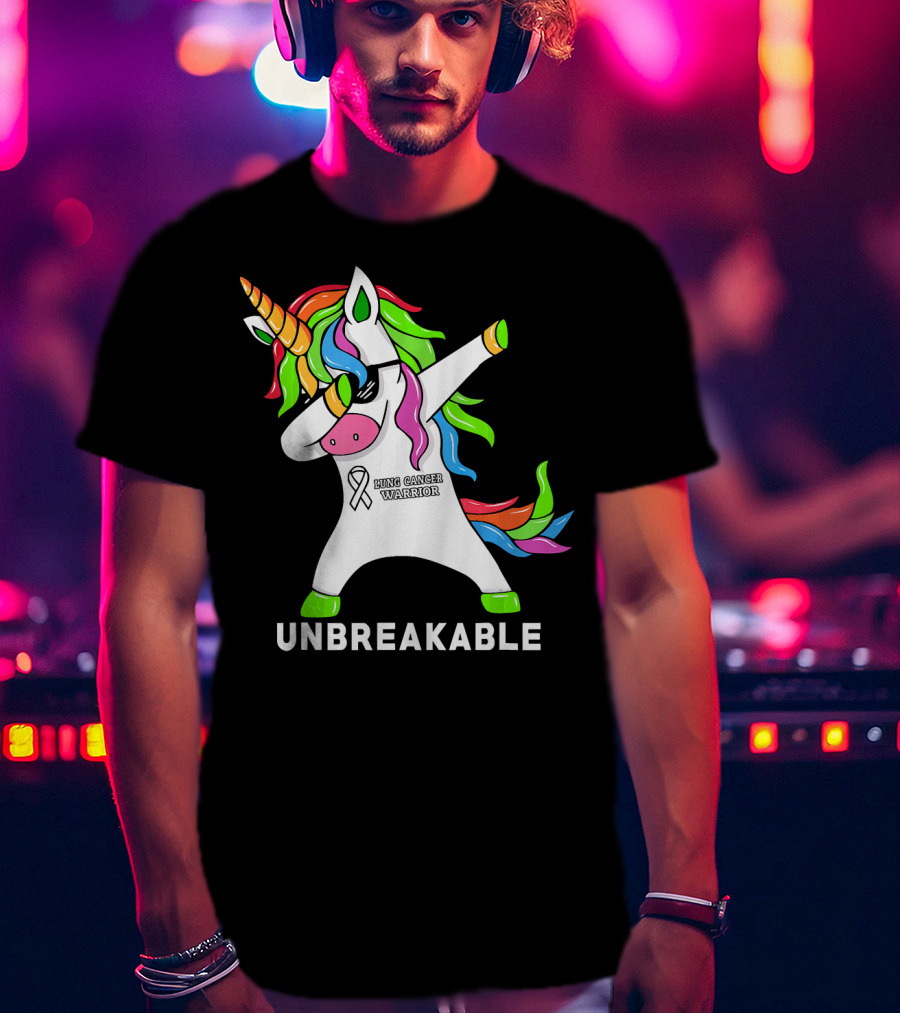 Unbreakable Lung Cancer Awareness Unicorn Warrior T-Shirt