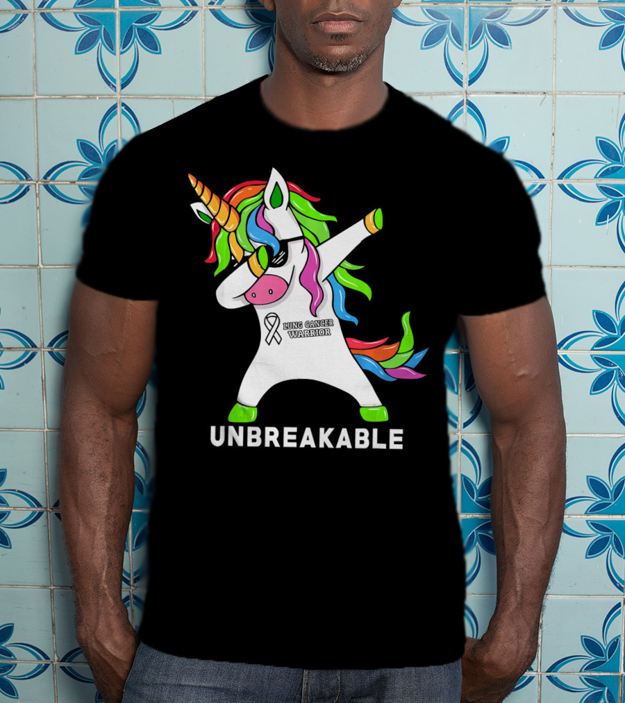 Unbreakable Lung Cancer Awareness Unicorn Warrior T-Shirt
