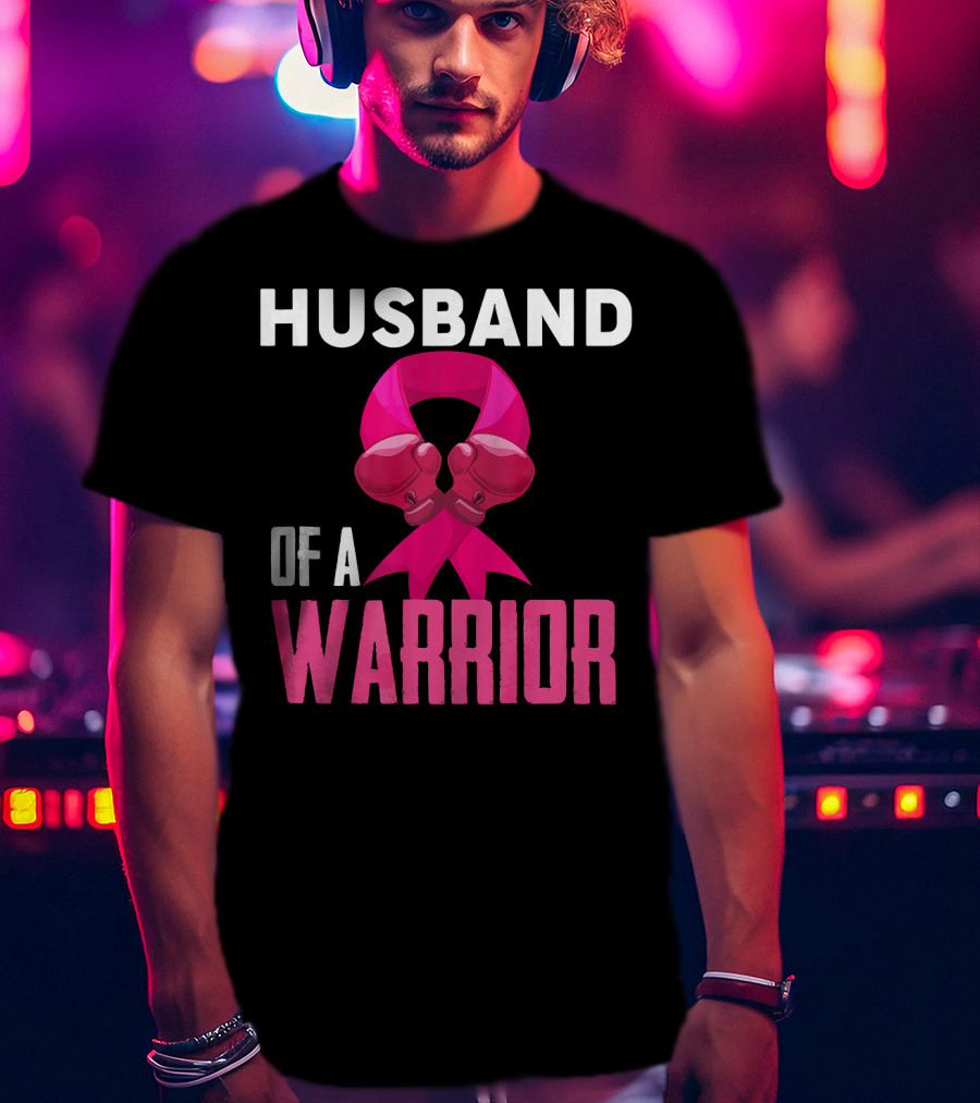 Husband Of A Warrior Breast Cancer Awareness Boxing Gloves T-Shirt