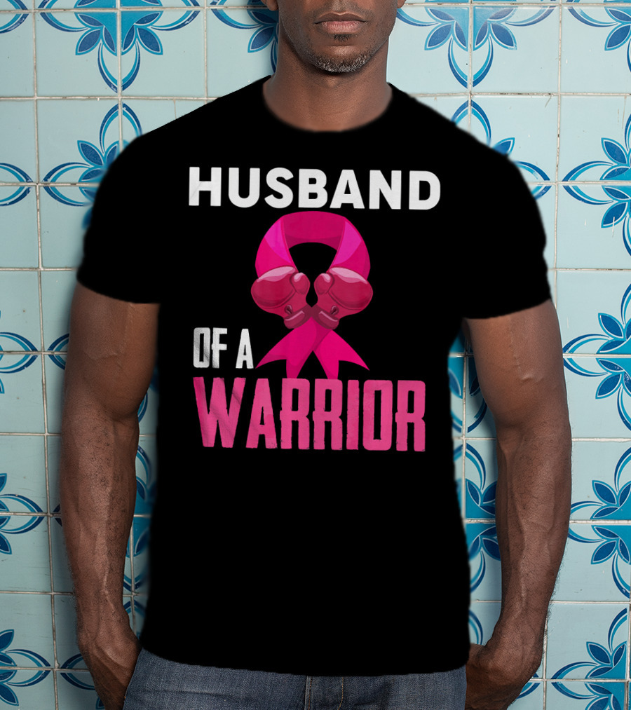 Husband Of A Warrior Breast Cancer Awareness Boxing Gloves T-Shirt