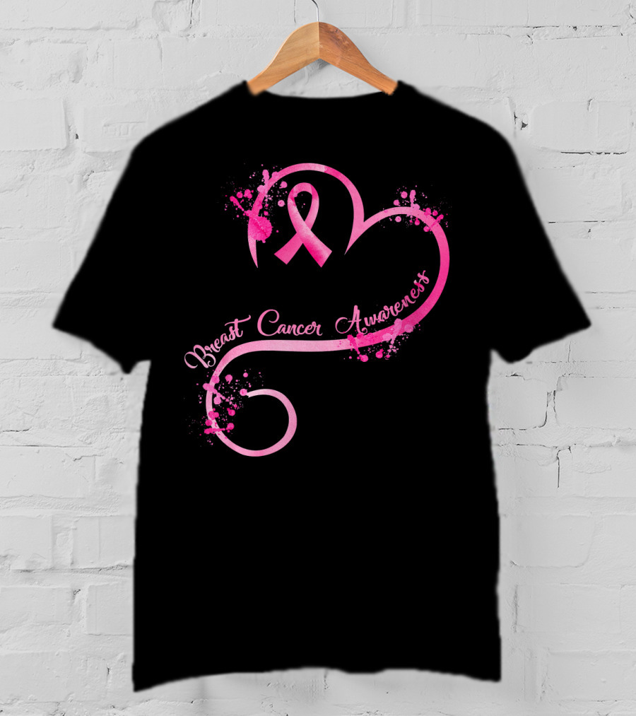 Heart Pink Ribbon Breast Cancer Awareness T-Shirt