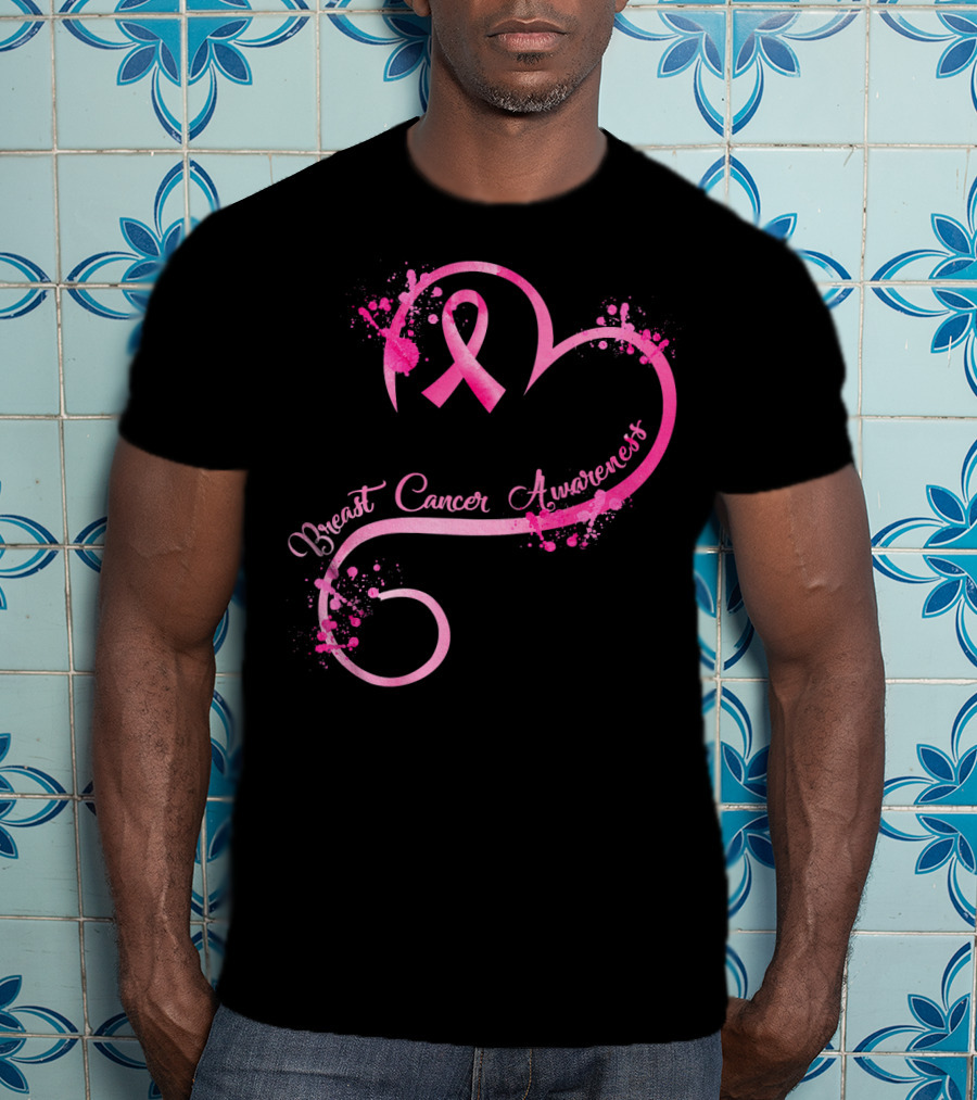 Heart Pink Ribbon Breast Cancer Awareness T-Shirt