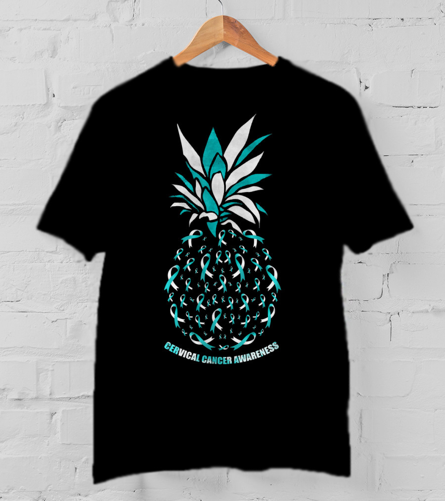 Cervical Cancer Awareness Pineapple With Ribbons T-Shirt