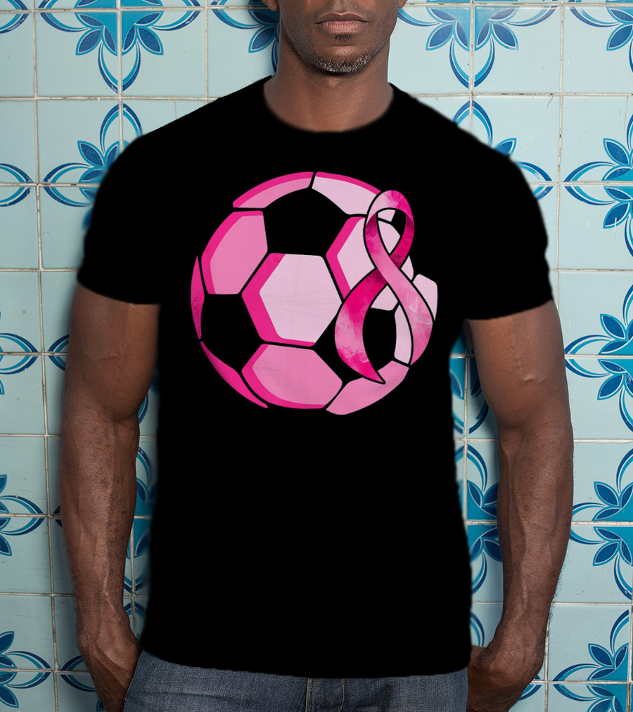 Pink Ribbon Soccer Ball Breast Cancer Awareness T-Shirt