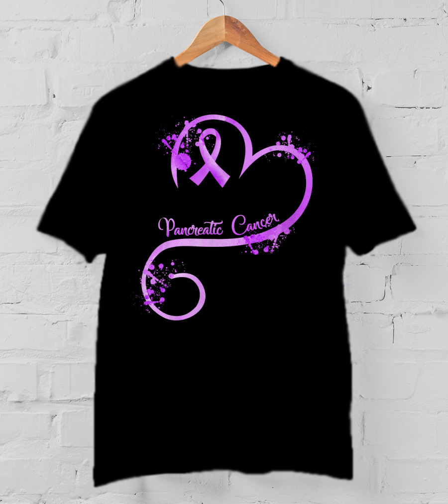 Heart Ribbon Pancreatic Cancer Awareness T-Shirt