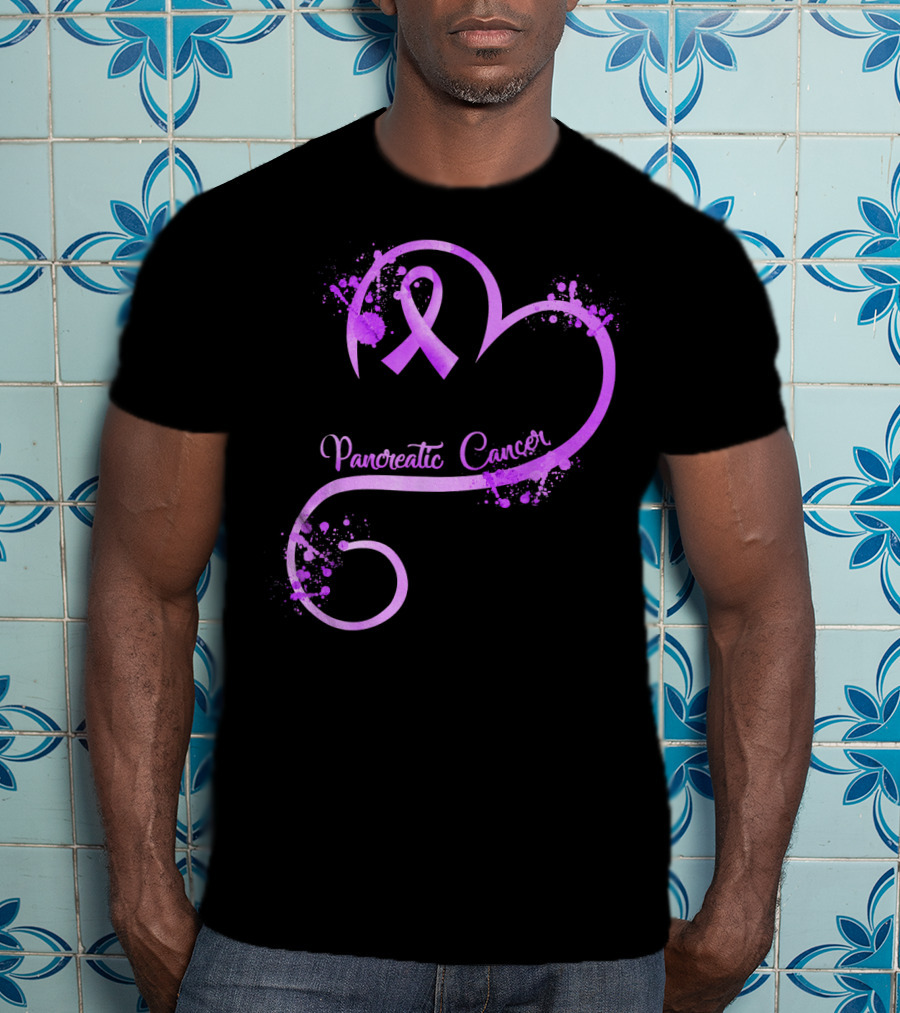Heart Ribbon Pancreatic Cancer Awareness T-Shirt