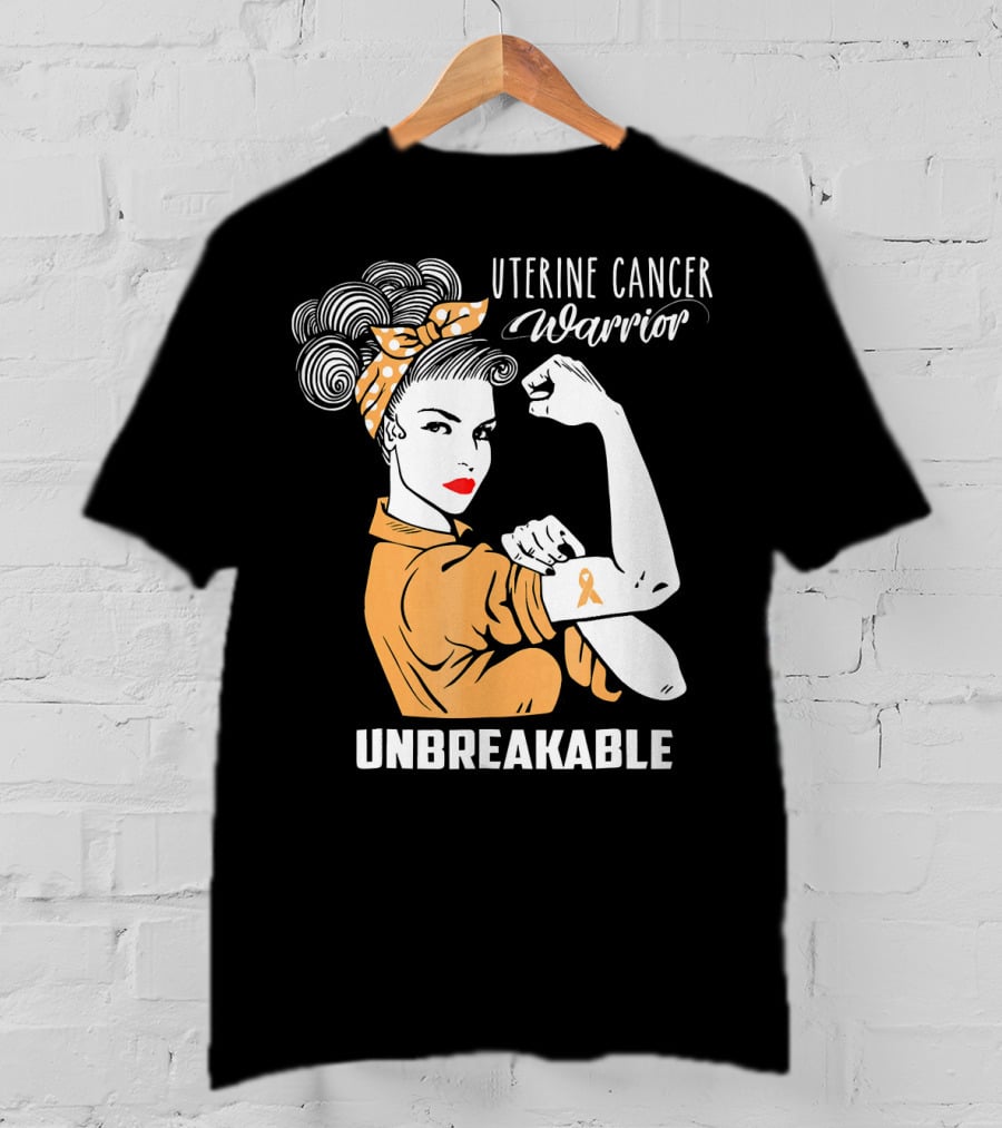 Uterine Cancer Warrior Unbreakable Rosie The Riveter T-Shirt