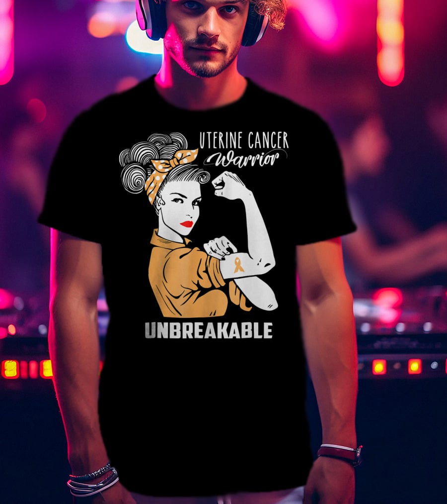 Uterine Cancer Warrior Unbreakable Rosie The Riveter T-Shirt