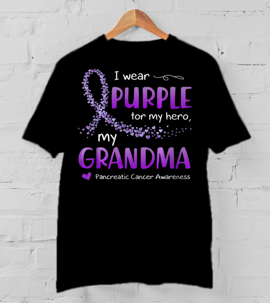 I Wear Purple For My Hero My Grandma Pancreatic Cancer Awareness T-Shirt