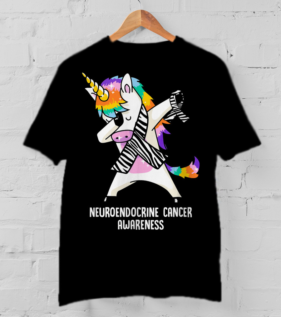 Neuroendocrine Cancer Awareness Dabbing Rainbow Unicorn T-Shirt