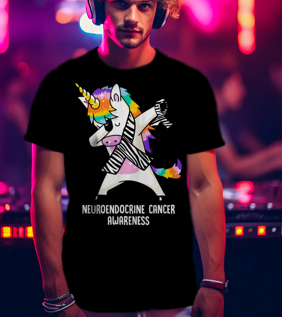 Neuroendocrine Cancer Awareness Dabbing Rainbow Unicorn T-Shirt