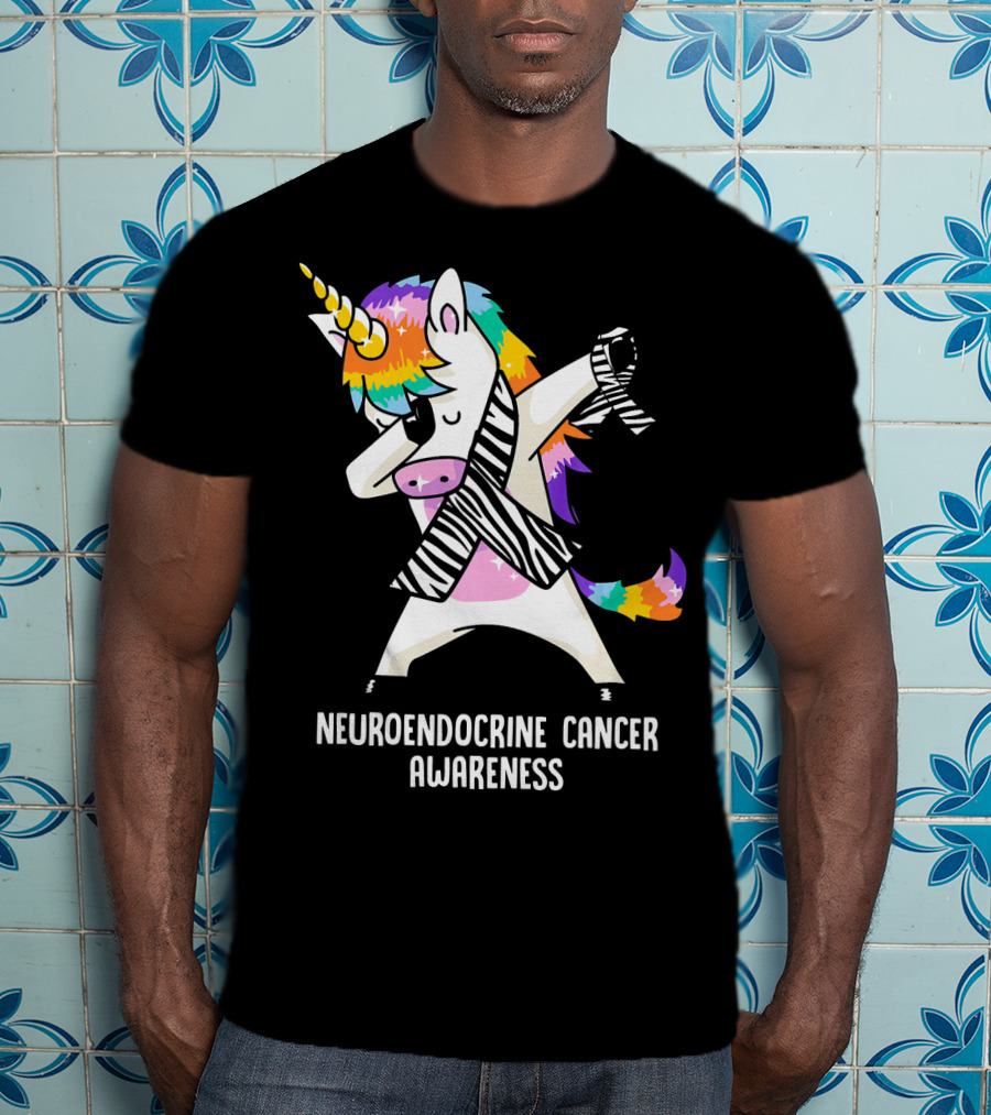Neuroendocrine Cancer Awareness Dabbing Rainbow Unicorn T-Shirt