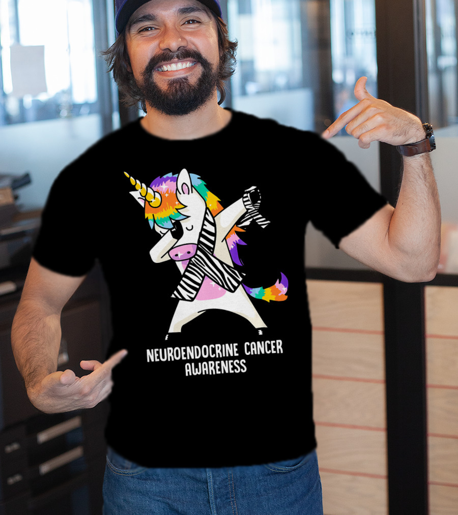 Neuroendocrine Cancer Awareness Dabbing Rainbow Unicorn T-Shirt