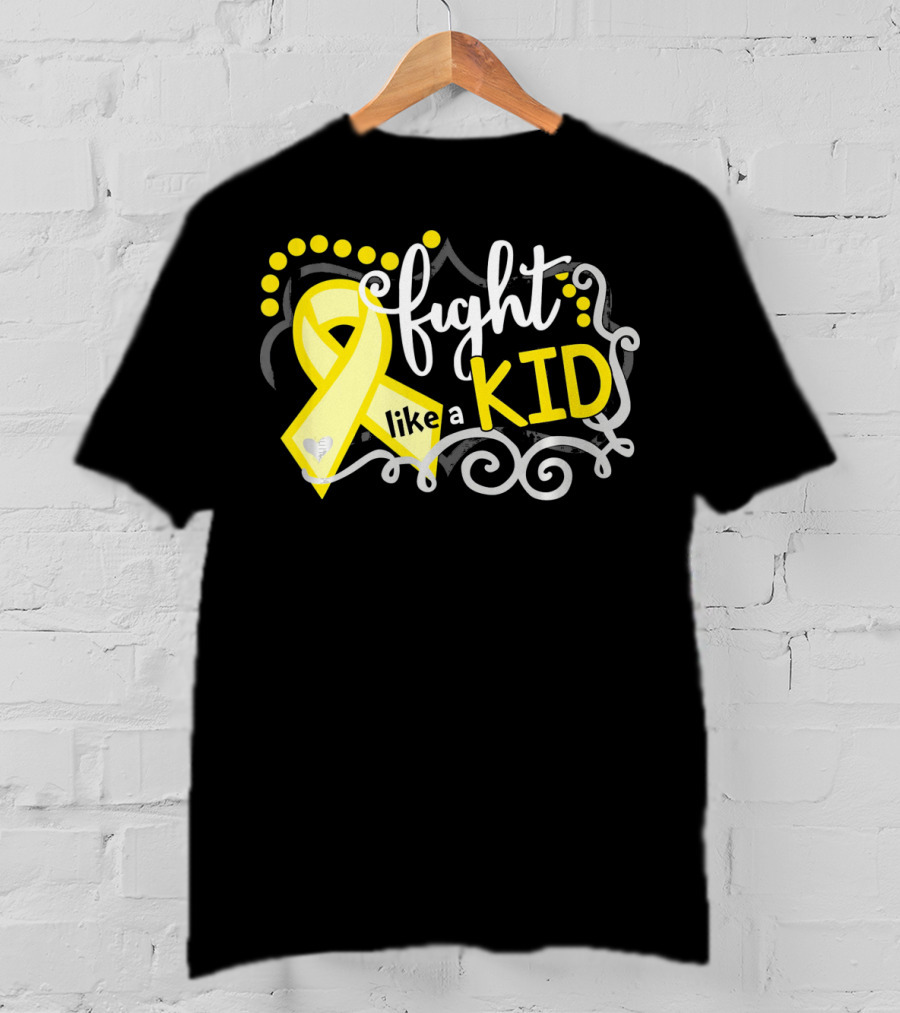 Fight Like A Kid Childhood Cancer Awareness Yellow T-Shirt