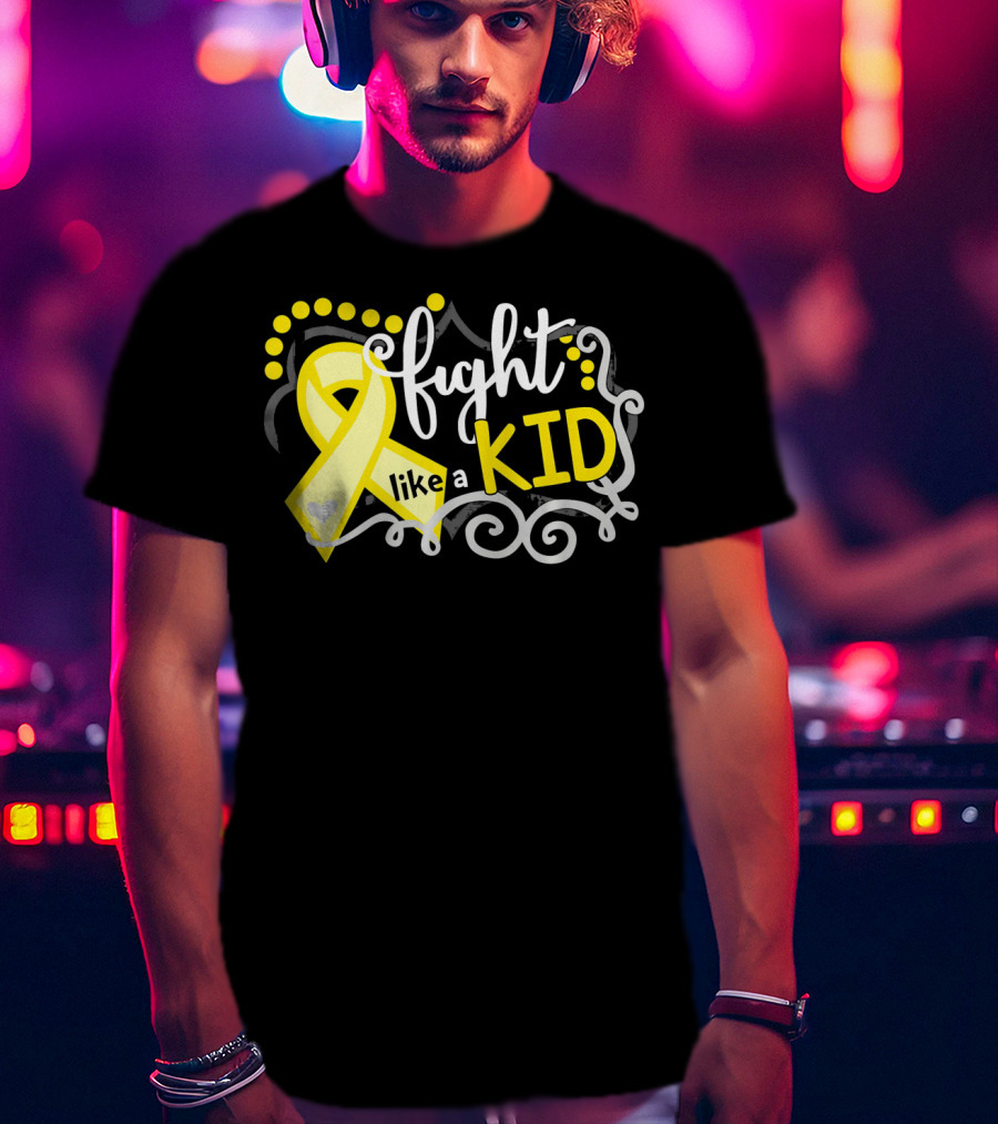 Fight Like A Kid Childhood Cancer Awareness Yellow T-Shirt