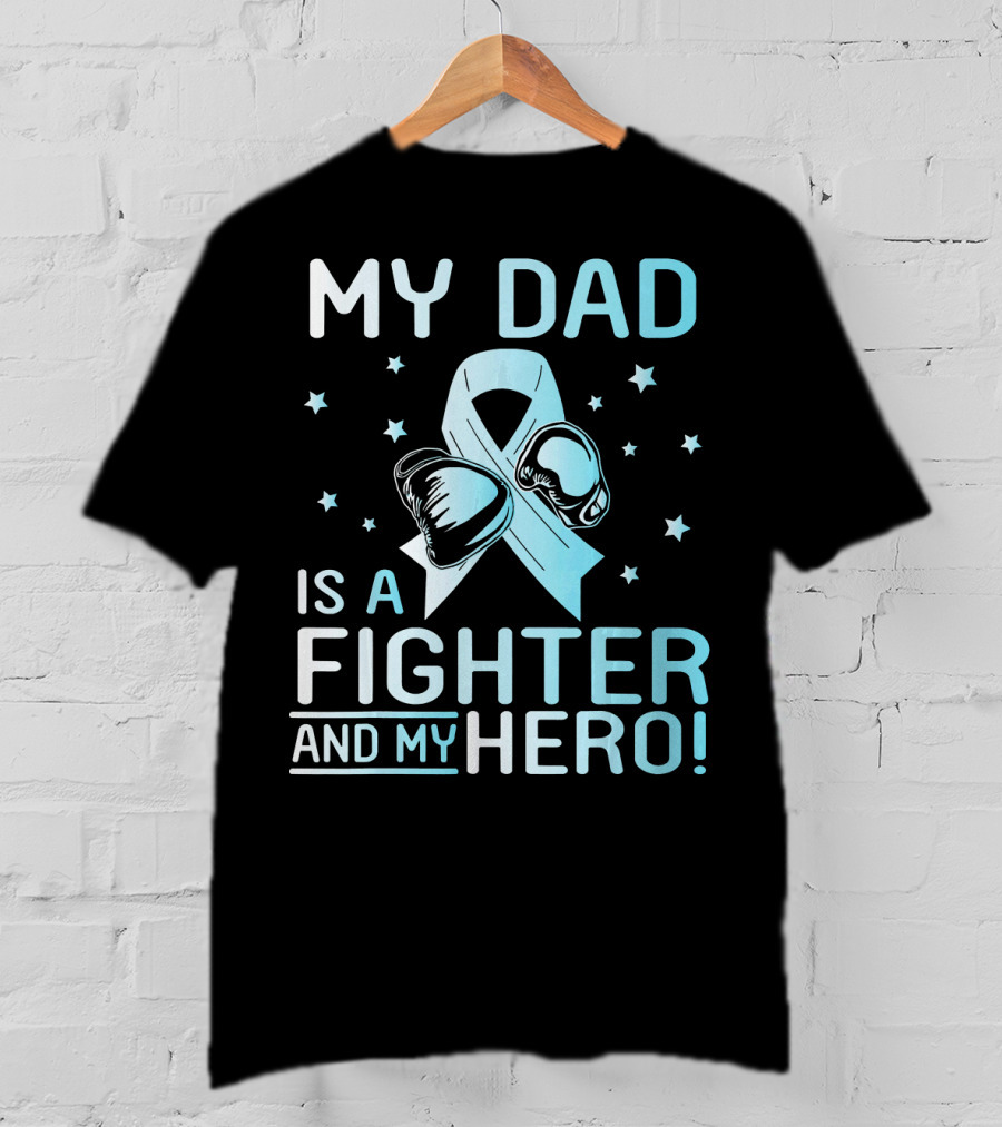 My Dad Is A Fighter And My Hero Boxing Gloves Ribbon Stars T-Shirt