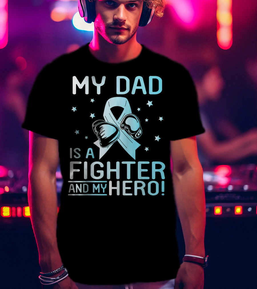My Dad Is A Fighter And My Hero Boxing Gloves Ribbon Stars T-Shirt
