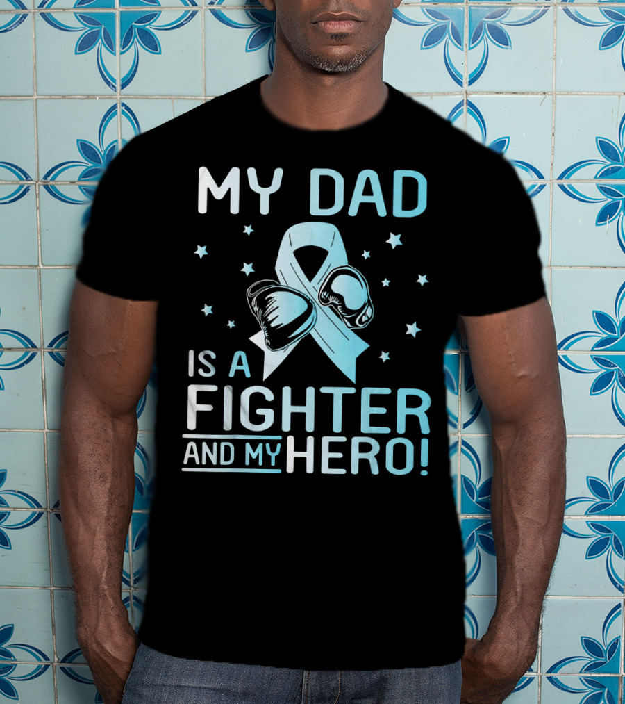 My Dad Is A Fighter And My Hero Boxing Gloves Ribbon Stars T-Shirt