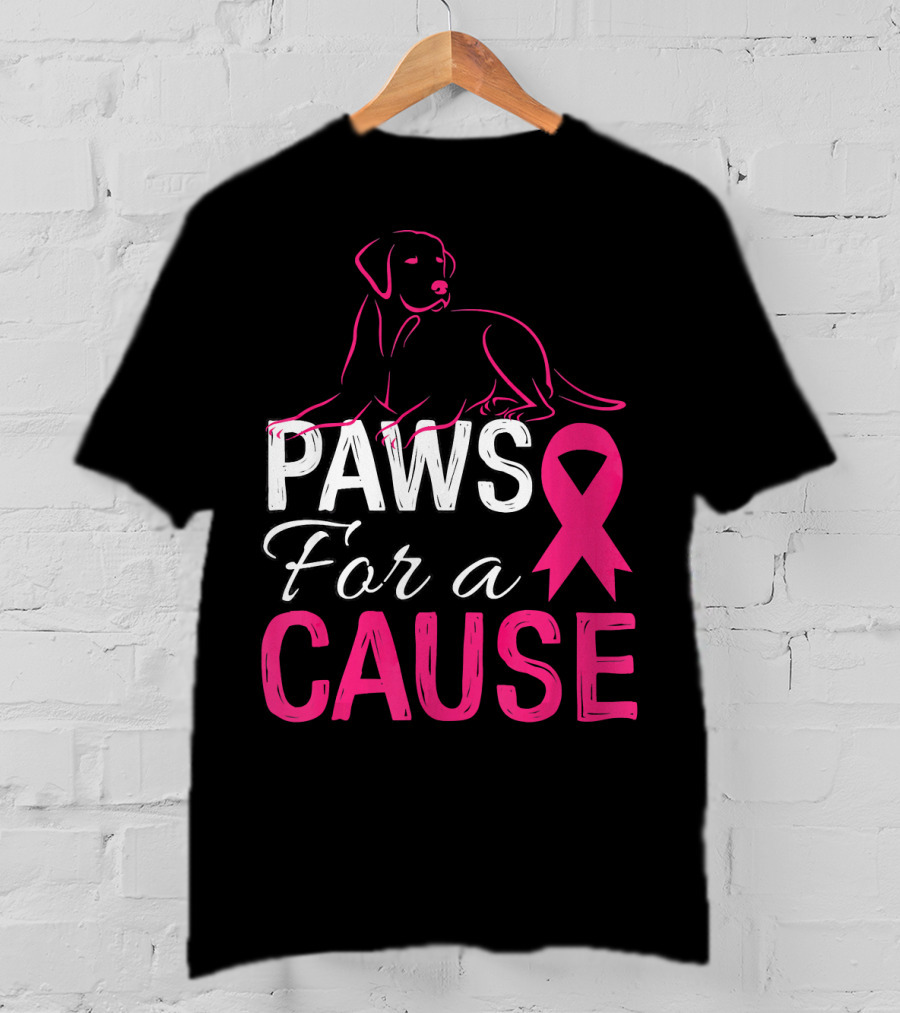Paws For A Cause Breast Cancer Awareness Pink T-Shirt