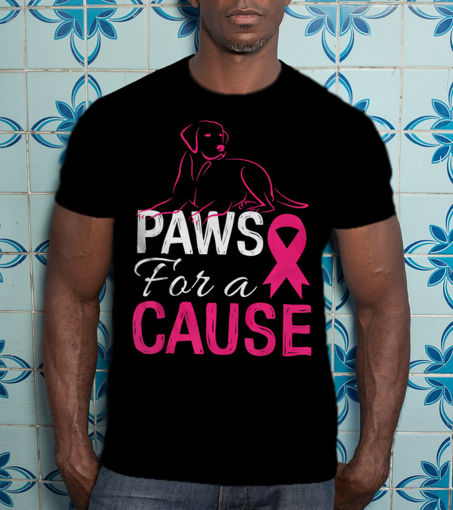 Paws For A Cause Breast Cancer Awareness Pink T-Shirt