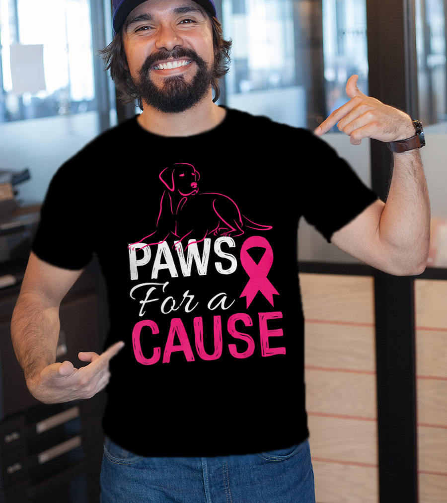 Paws For A Cause Breast Cancer Awareness Pink T-Shirt