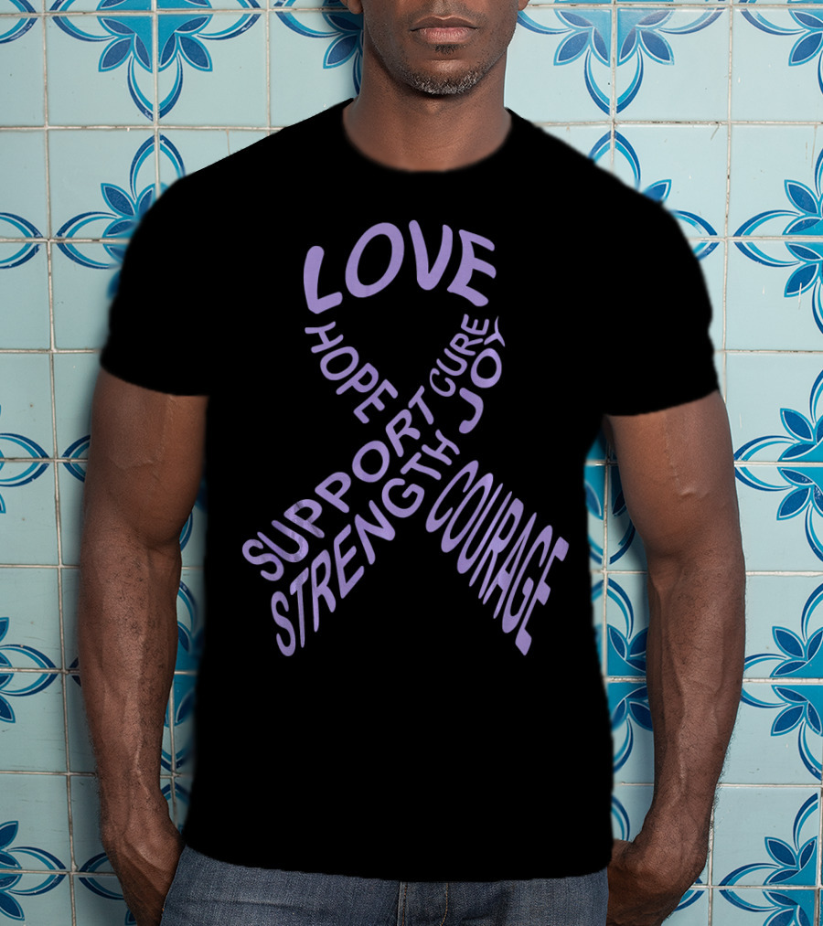 Love Hope Support Strength Courage Cure Joy Testicular Cancer Awareness Fight Cancer T-Shirt
