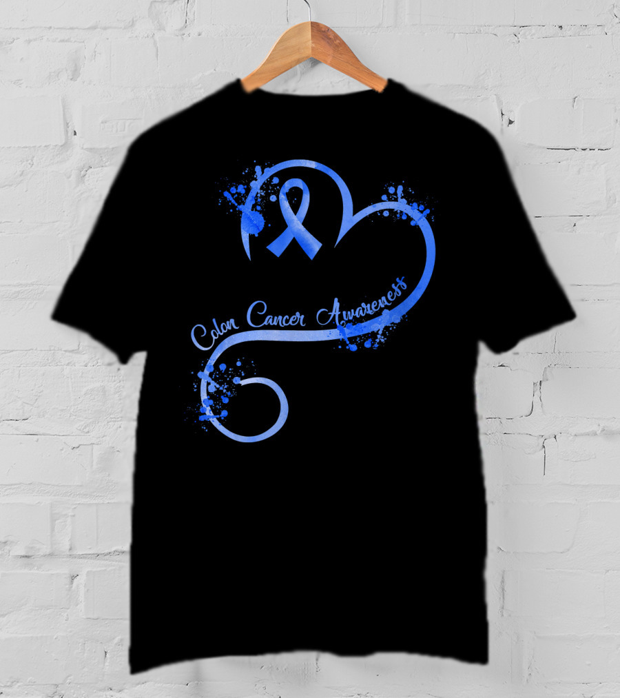 Heart Ribbon Colon Cancer Awareness T-Shirt