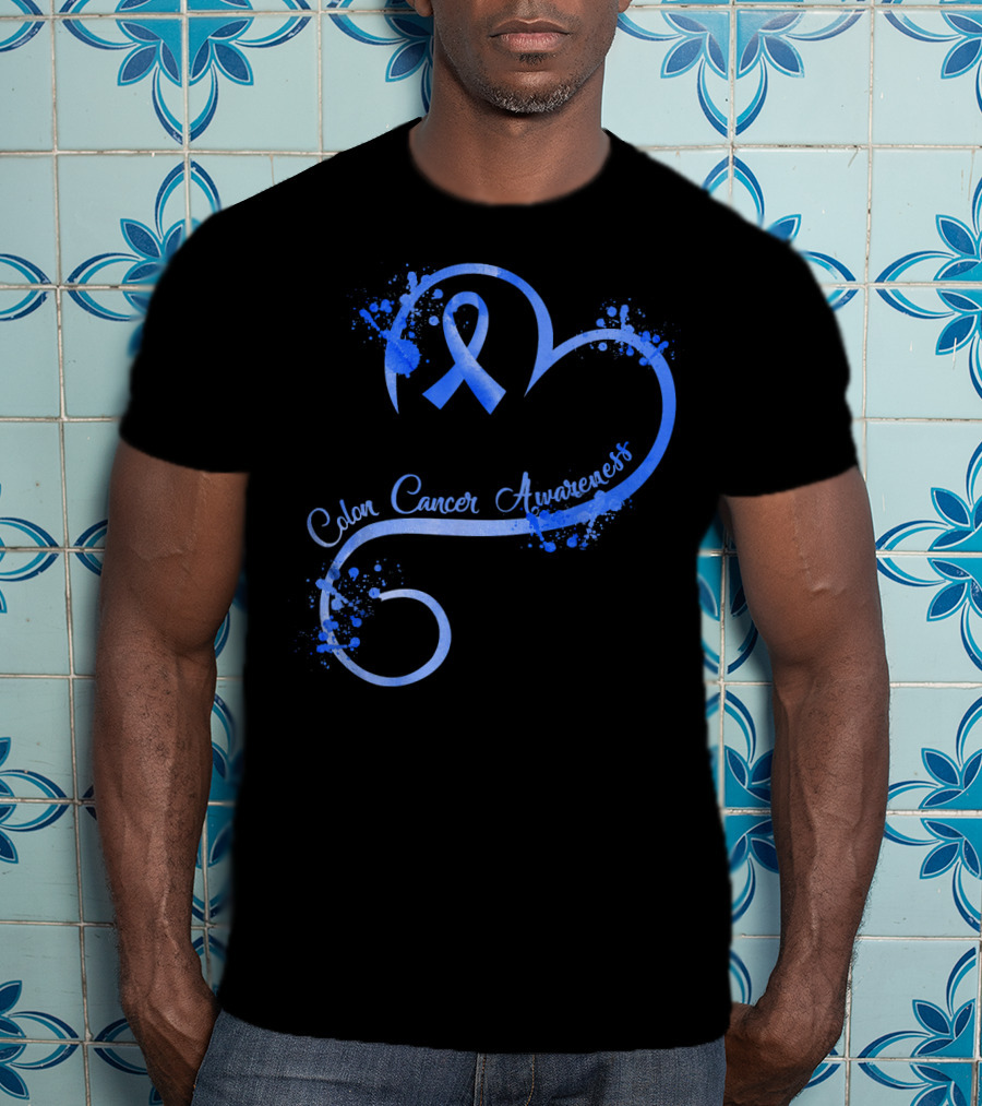 Heart Ribbon Colon Cancer Awareness T-Shirt