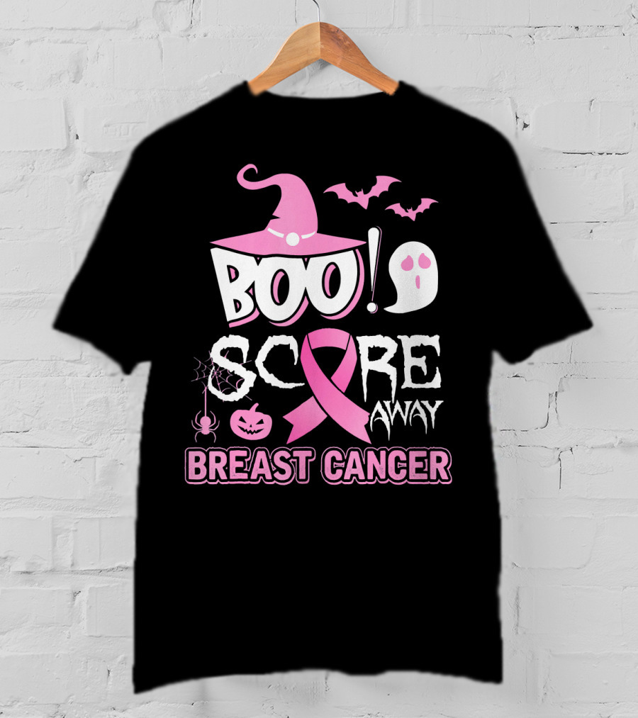 BOO Scare Away Breast Cancer Pink Ribbon Halloween T-Shirt