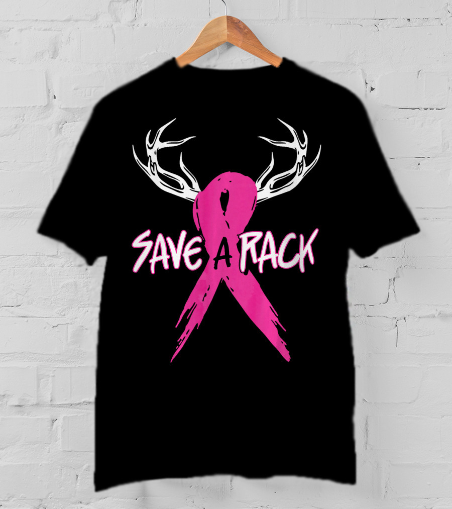 Save A Rack Breast Cancer Awareness Antlers Pink T-Shirt