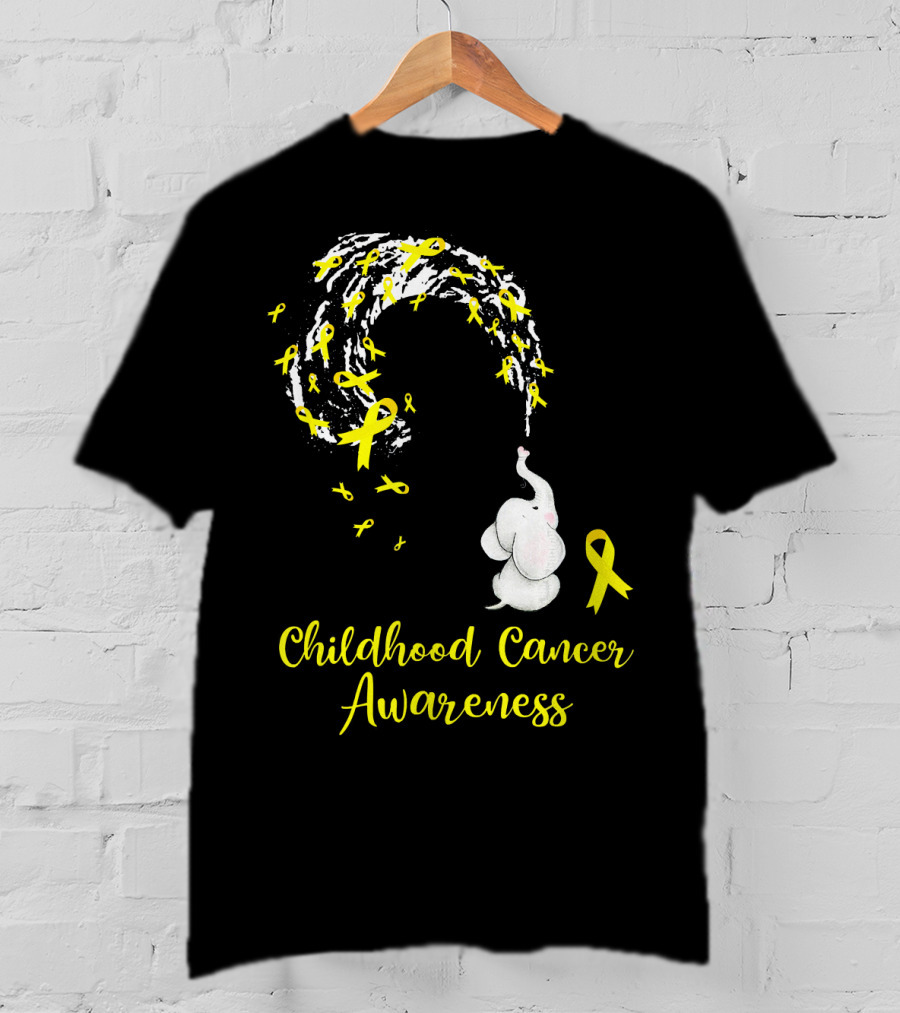 Childhood Cancer Awareness Elephant Spraying Yellow Ribbons T-Shirt
