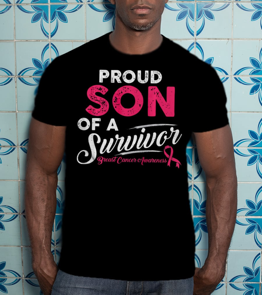 Proud Son Of A Survivor Breast Cancer Awareness T-Shirt