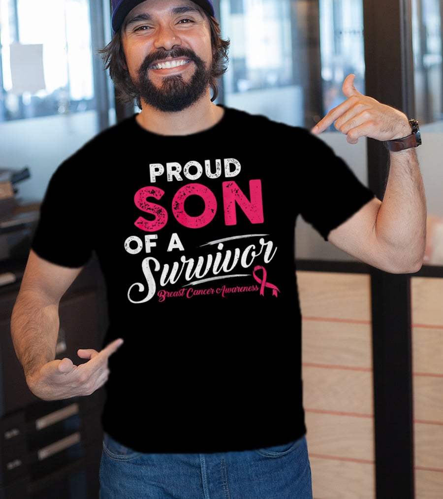 Proud Son Of A Survivor Breast Cancer Awareness T-Shirt