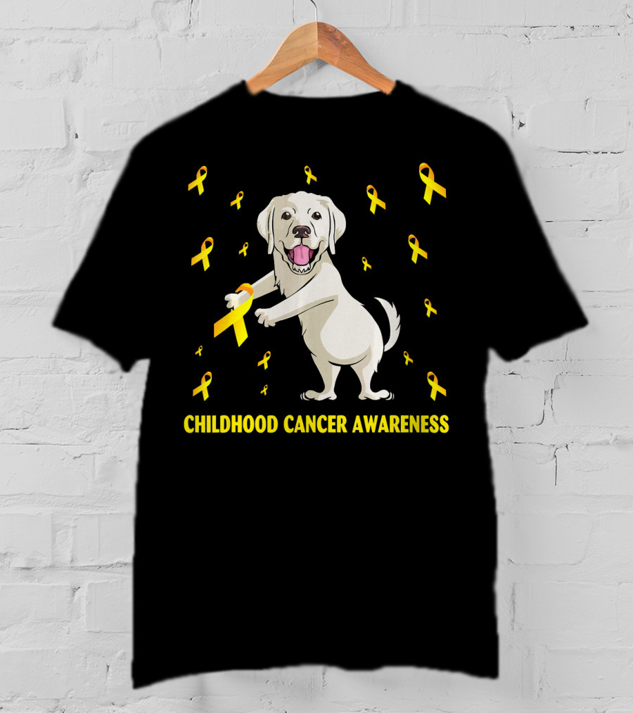 Childhood Cancer Awareness Flossing Labrador Gold T-Shirt