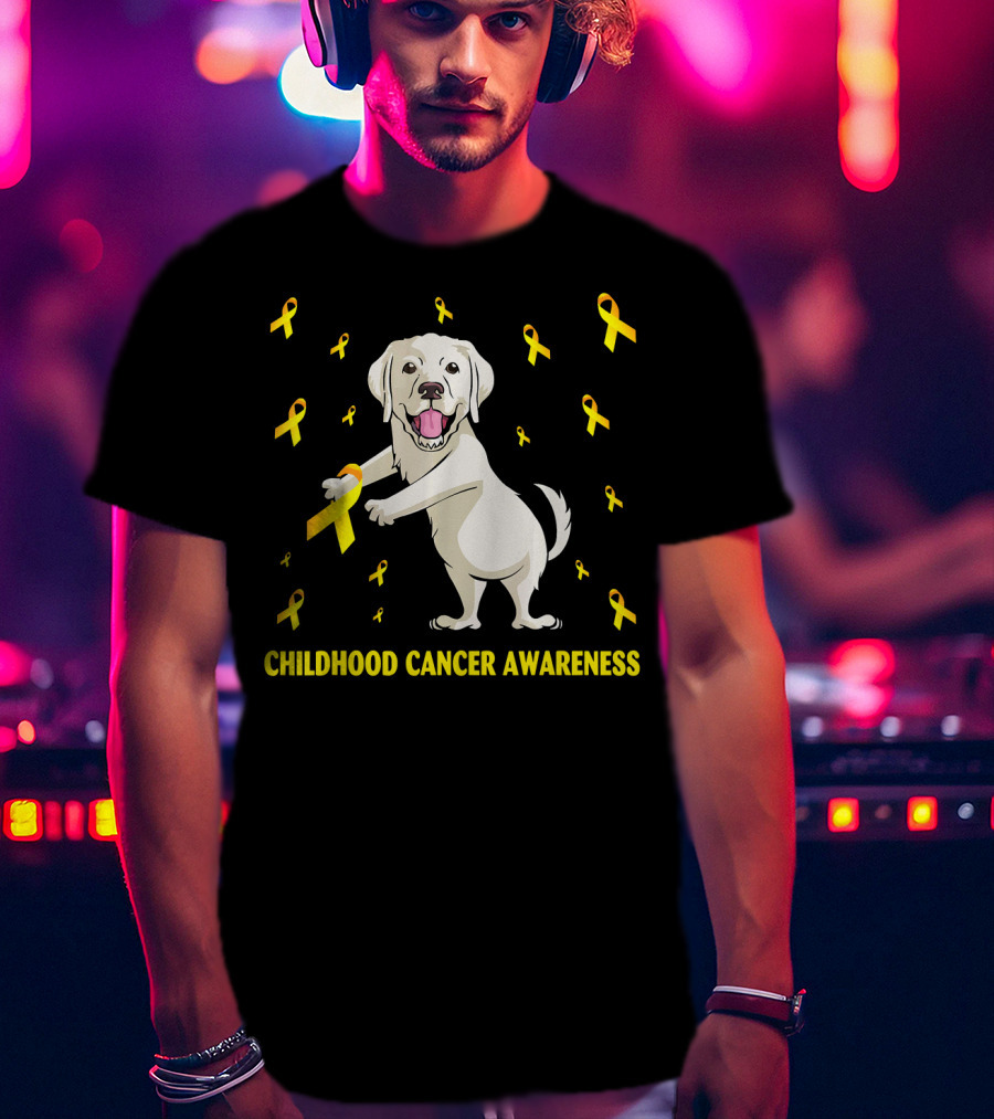 Childhood Cancer Awareness Flossing Labrador Gold T-Shirt