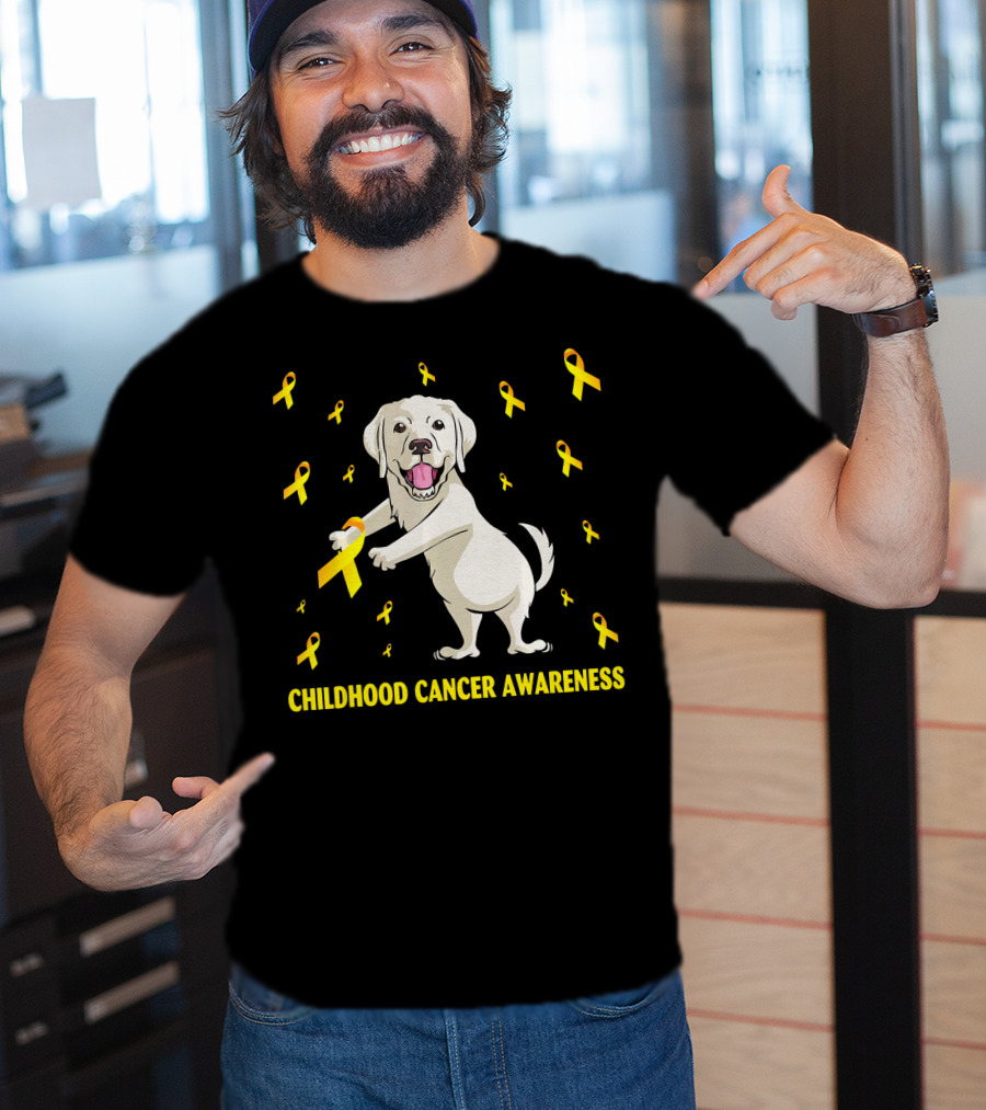 Childhood Cancer Awareness Flossing Labrador Gold T-Shirt