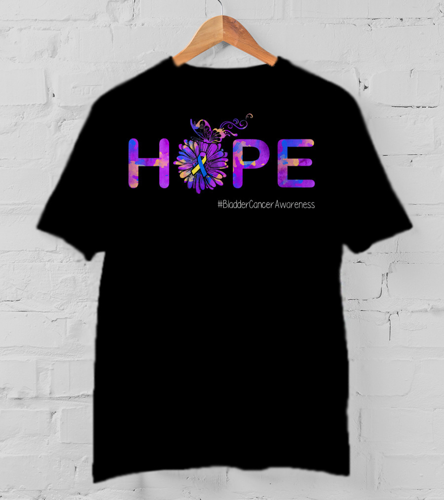 Hope Butterfly Ribbon Bladder Cancer Awareness T-Shirt