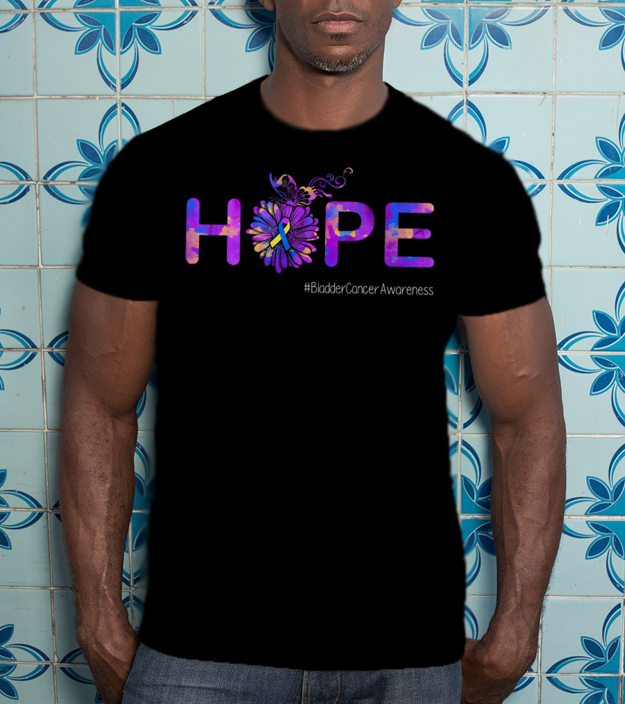 Hope Butterfly Ribbon Bladder Cancer Awareness T-Shirt