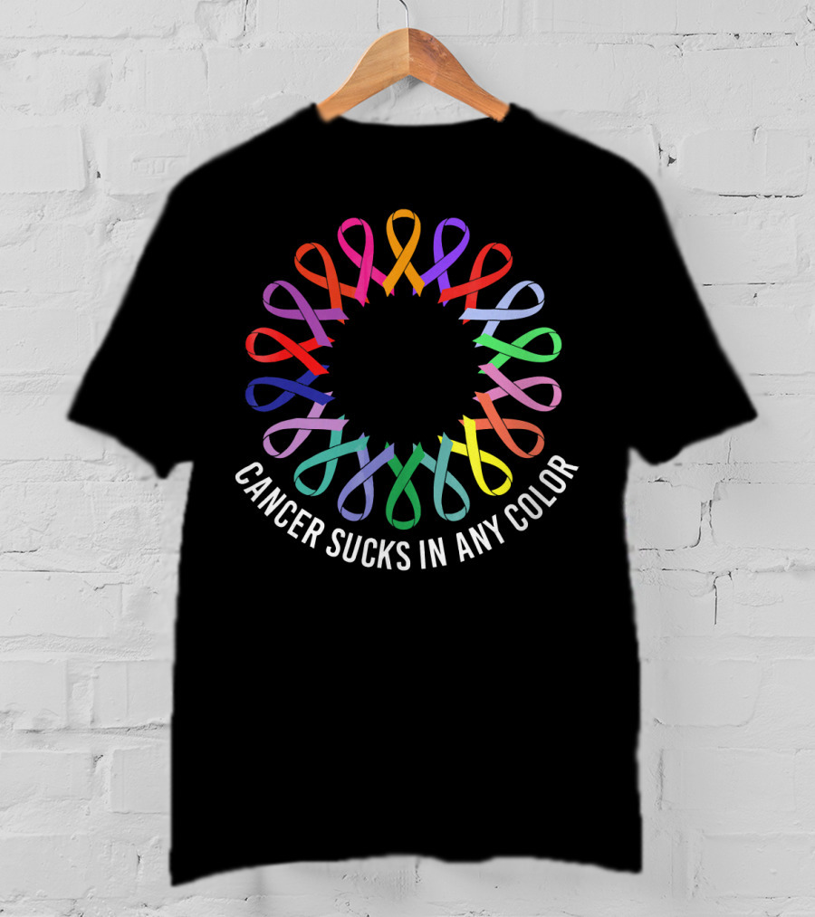 Cancer Sucks In Any Color Awareness Ribbons T-Shirt
