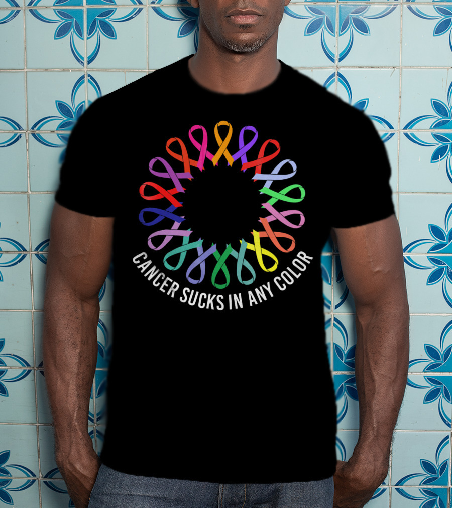 Cancer Sucks In Any Color Awareness Ribbons T-Shirt