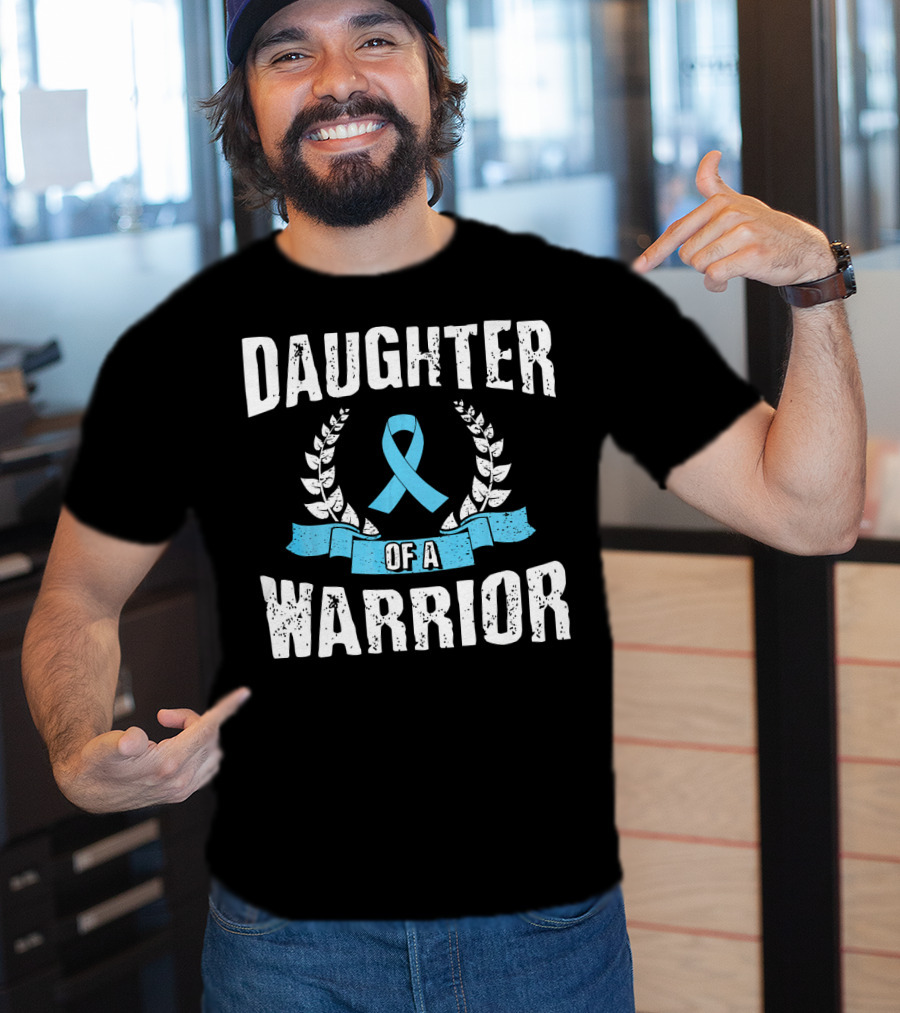 Daughter Of A Warrior Prostate Cancer Awareness Ribbon Laurel T-Shirt