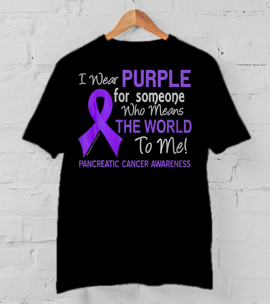 I Wear Purple For Someone Who Means The World To Me Pancreatic Cancer Awareness T-Shirt