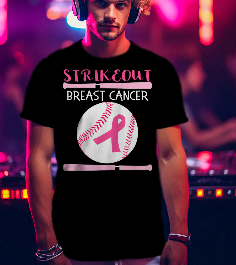 Strikeout Breast Cancer Baseball Catcher Player Team Co T-Shirt