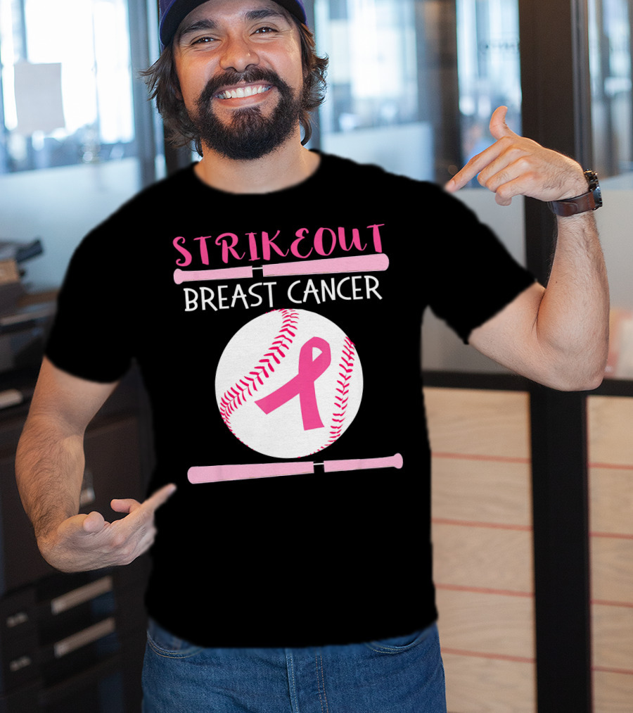 Strikeout Breast Cancer Baseball Catcher Player Team Co T-Shirt