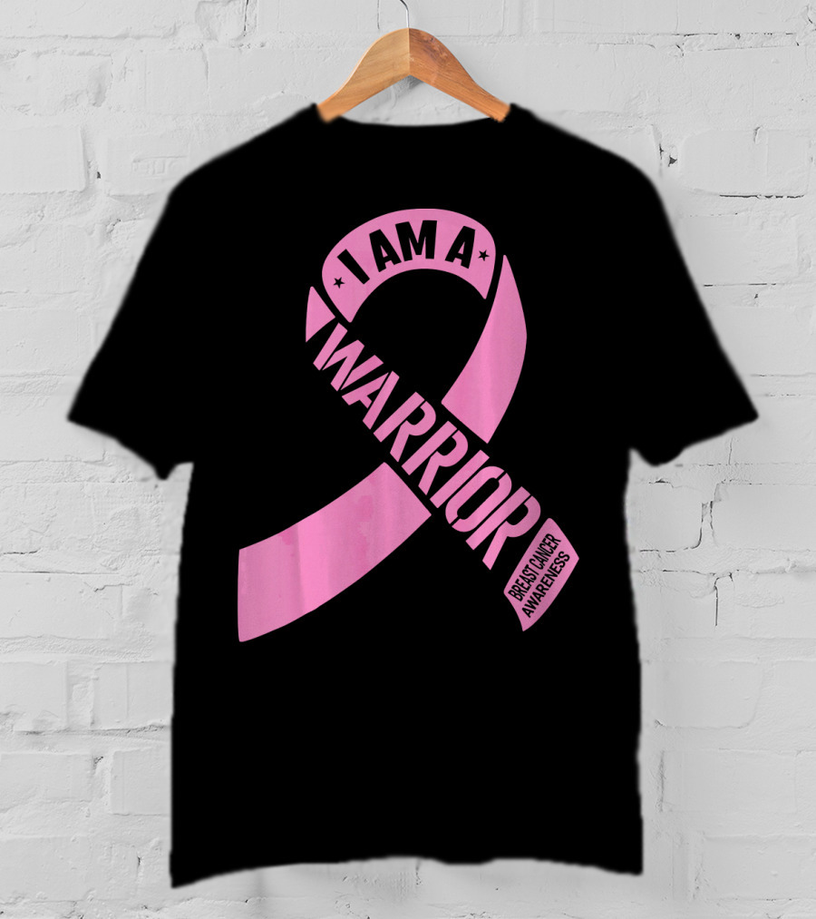 I Am A Warrior Pink Ribbon Breast Cancer Awareness T-Shirt
